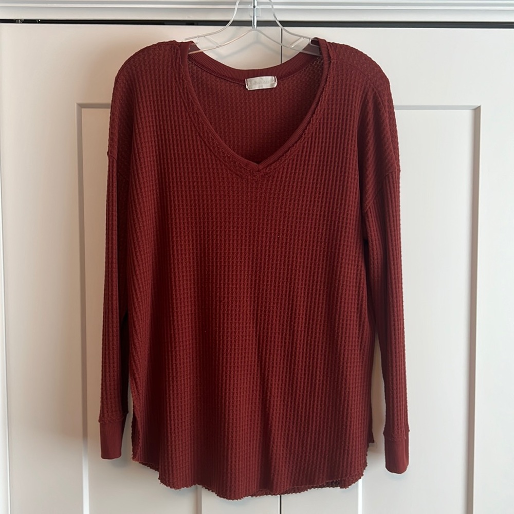 Altar’d State Waffle V-Neck Tunic Top